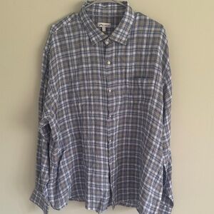 Peter Millar Blue and White Plaid Button-Up Shirt